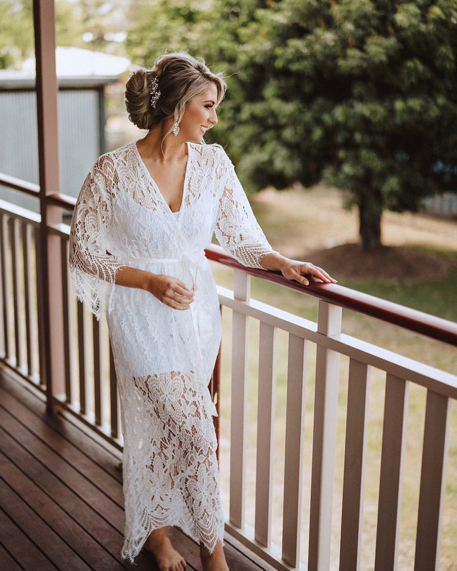 Long Bridal Lace Robe