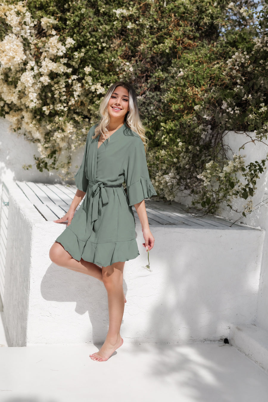Bridal Party Ruffle Robe (Eucalyptus)