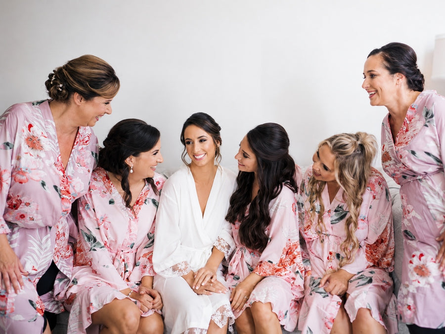 Cotton Rayon Floral Robe (Blush)