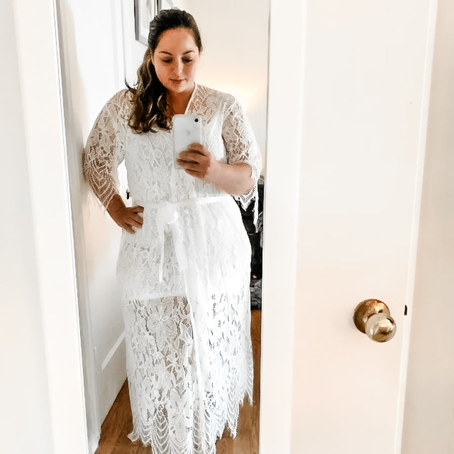 Long Bridal Lace Robe
