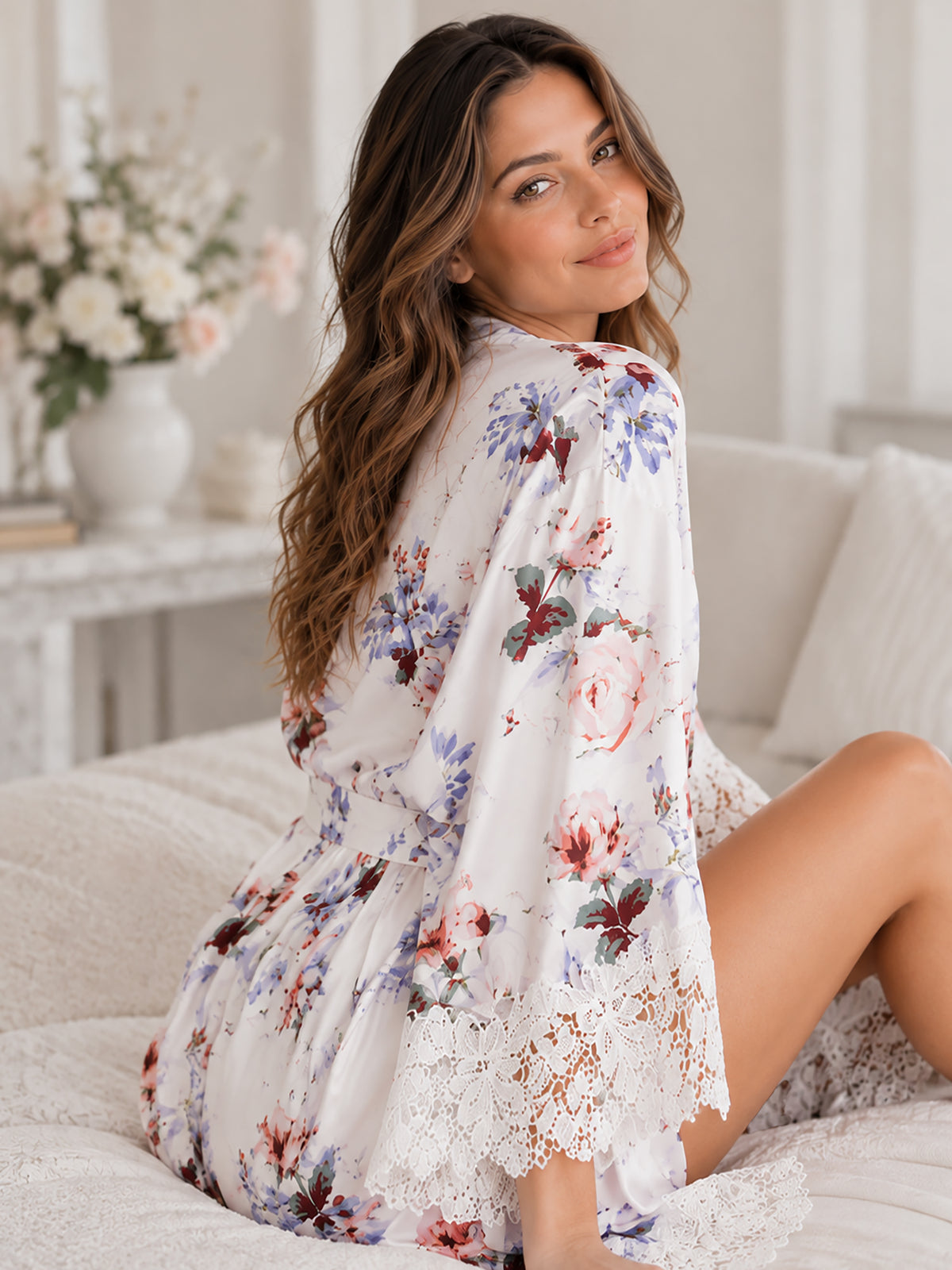 Floral Lace Robe (Black)