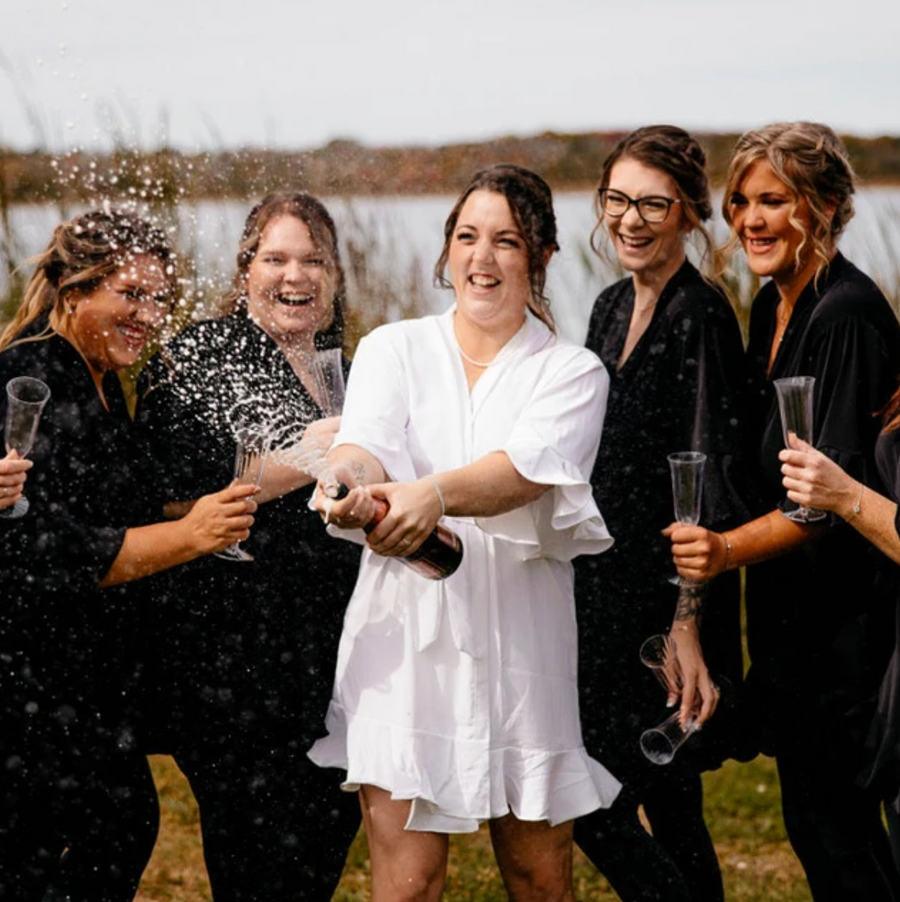 Bridal Party Ruffle Robe (Midnight Black)