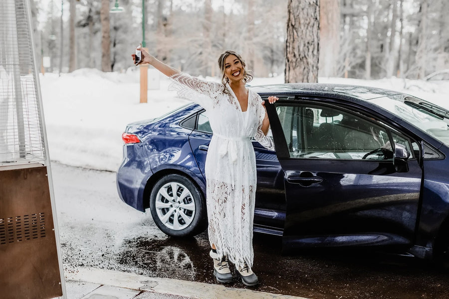 Long Bridal Lace Robe