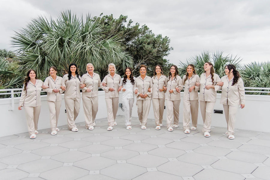 Long-sleeve satin pajama set (Champagne)